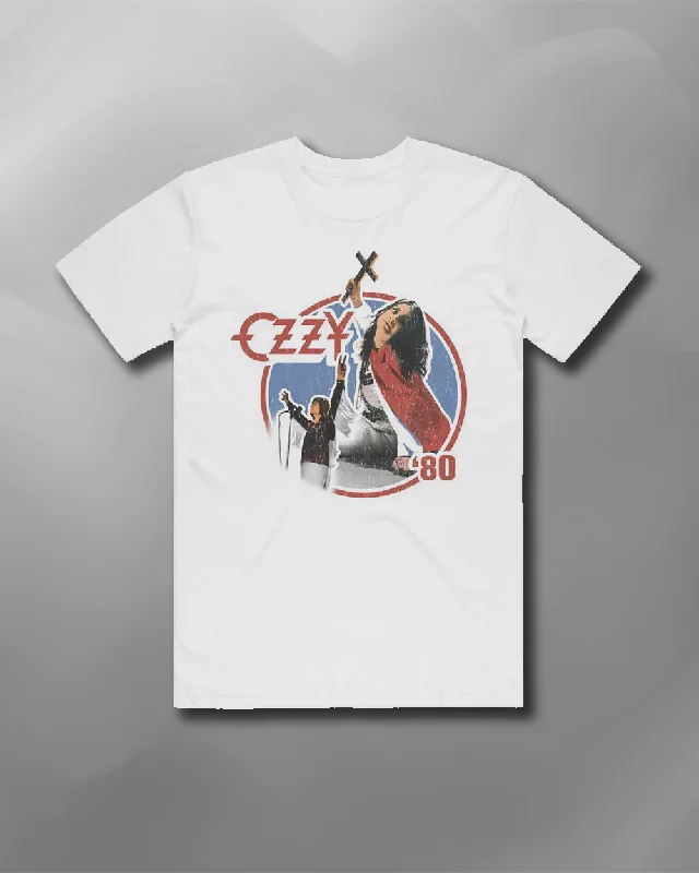 Ozzy Osbourne - Blizzard of Oz '80 White T-Shirt-- Hooded Caped Shawl Collar