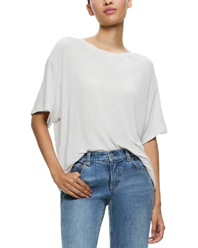 Alice + Olivia Evan Oversized Linen-Blend T-Shirt-- Fleece Nylon Spandex