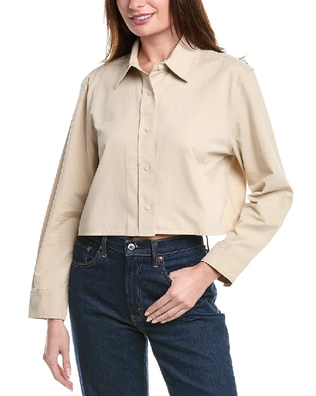 Vince Cropped Shirt-- Asymmetrical Pockets Print