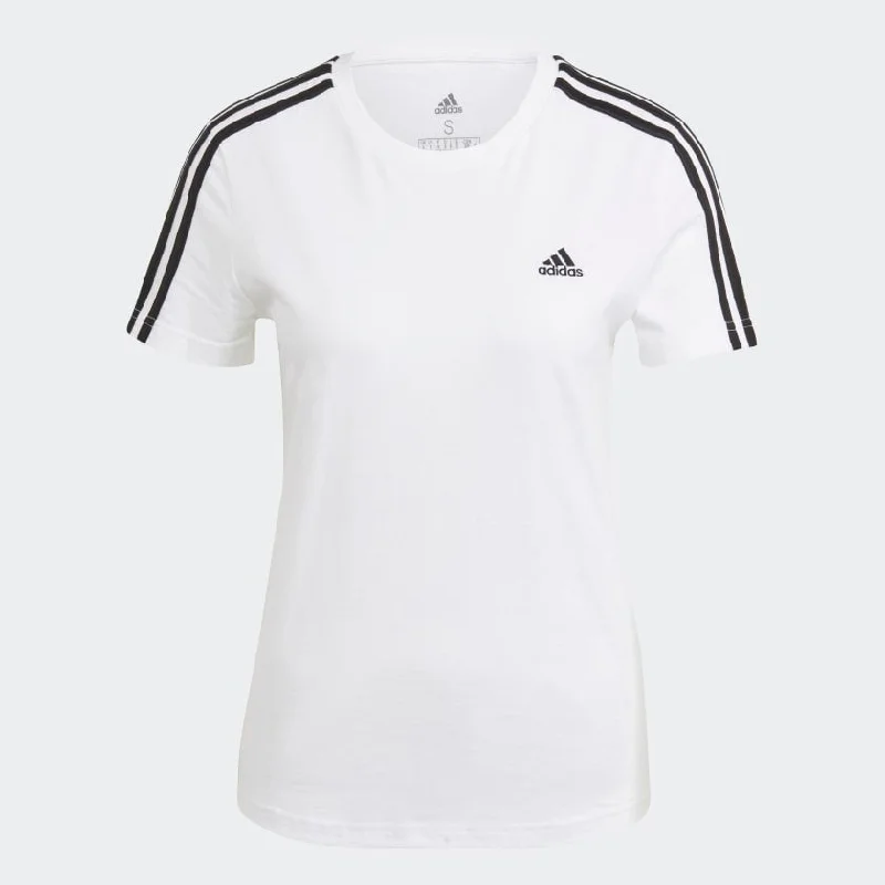 Adidas Women Essentials Slim 3-Stripes Casual T-Shirt-- Collared T-Shirt Boat Neck A-Line Adidas Women Essentials Slim 3-Stripes Casual T-Shirt-- Collared T-Shirt Boat Neck A-Line