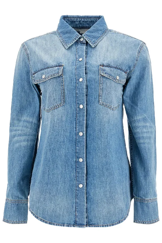 Stella Mccartney Women's 'Vintage Wash Denim Shirt'-- Mesh Fabric Canvas Fabric Denim Fabric