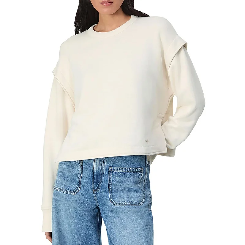 Womens Cotton Blend Layered Sweatshirt-- Mesh Canvas Denim