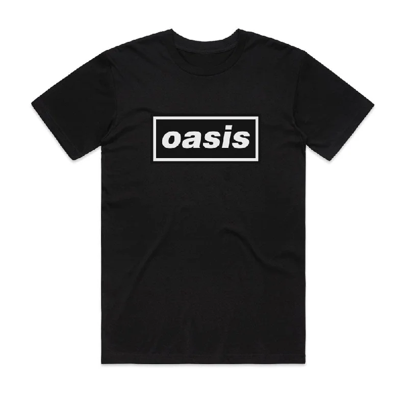 Oasis - Decca Logo - Black T-shirt-- Embroidered Appliqued Beaded