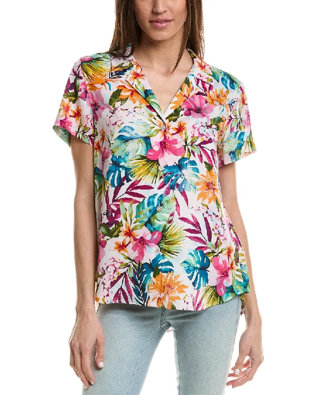 Tommy Bahama Garden Of Hope & Courage Silk Shirt-- Collared Crew Neck Turtle Neck