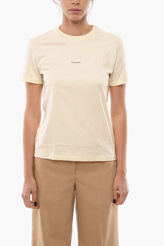 Holzweiler Solid Color SUZANA Crew-neck T-Shirt with Printed Logo Xxs Standard size-- Ribbed T-Shirt High Neck Heavyweight Holzweiler Solid Color SUZANA Crew-neck T-Shirt with Printed Logo Xxs Standard size-- Ribbed T-Shirt High Neck Heavyweight
