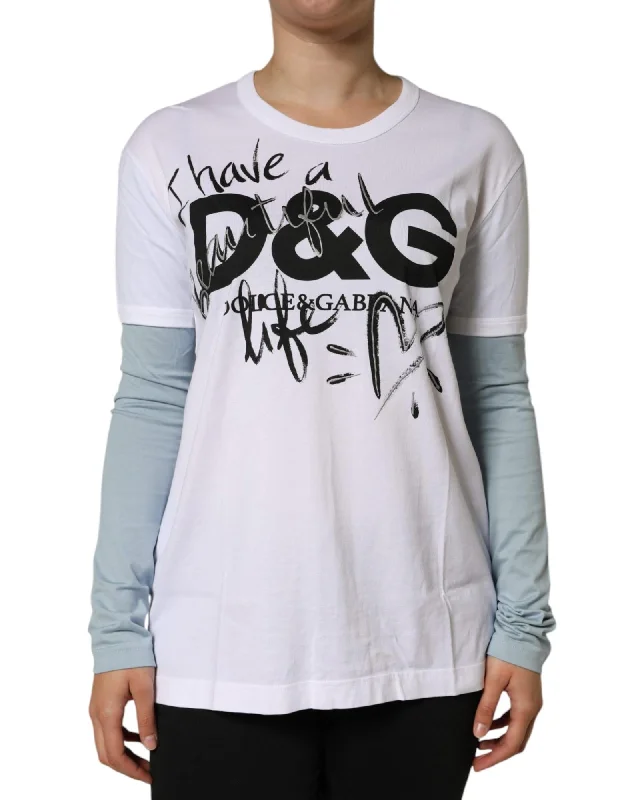 Dolce & Gabbana  Women's I Have a Beautiful Life T-Shirt-- Satin Blend Silk Blend Wool Blend