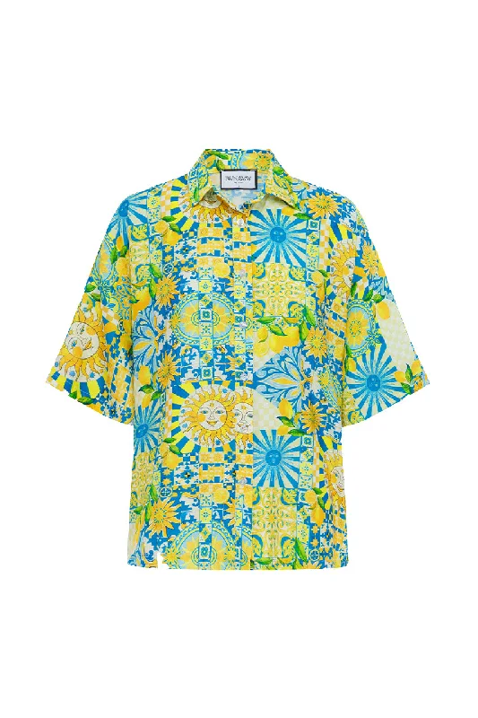 ANACAPRI SHIRT - ANACAPRI LEMON-- Rayon Velvet Corduroy