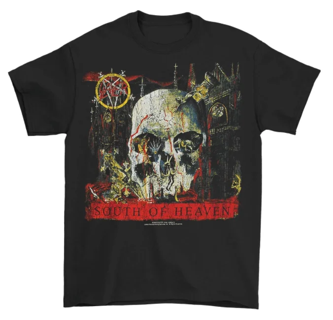 Slayer - South Of Heaven - Black T-shirt-- Spandex Blend Rayon Blend Denim Blend