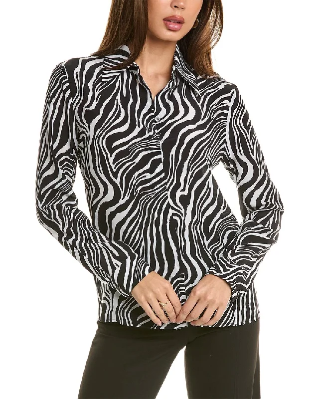 Michael Kors Collection Hansen Silk Shirt-- Graphic T-Shirt Round Neck Polyester