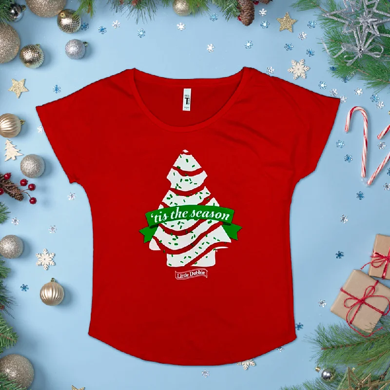 Little Debbie® Tis The Season Shirt Ladies Red-- Satin Fabric Silk Fabric Chiffon Fabric Little Debbie® Tis The Season Shirt Ladies Red-- Satin Fabric Silk Fabric Chiffon Fabric