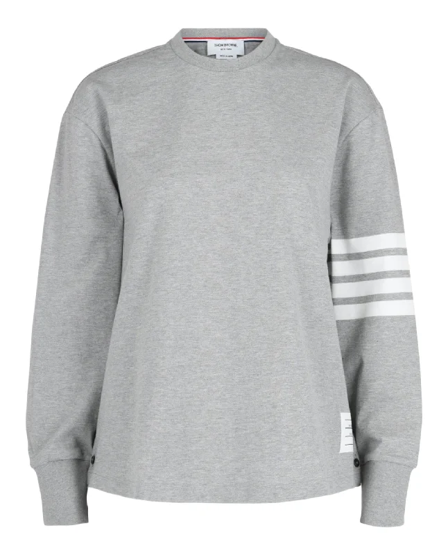 Thom Browne Womens Jersey 4-Bar Long Sleeve Rugby T-Shirt-- Cozy Warm Stylish