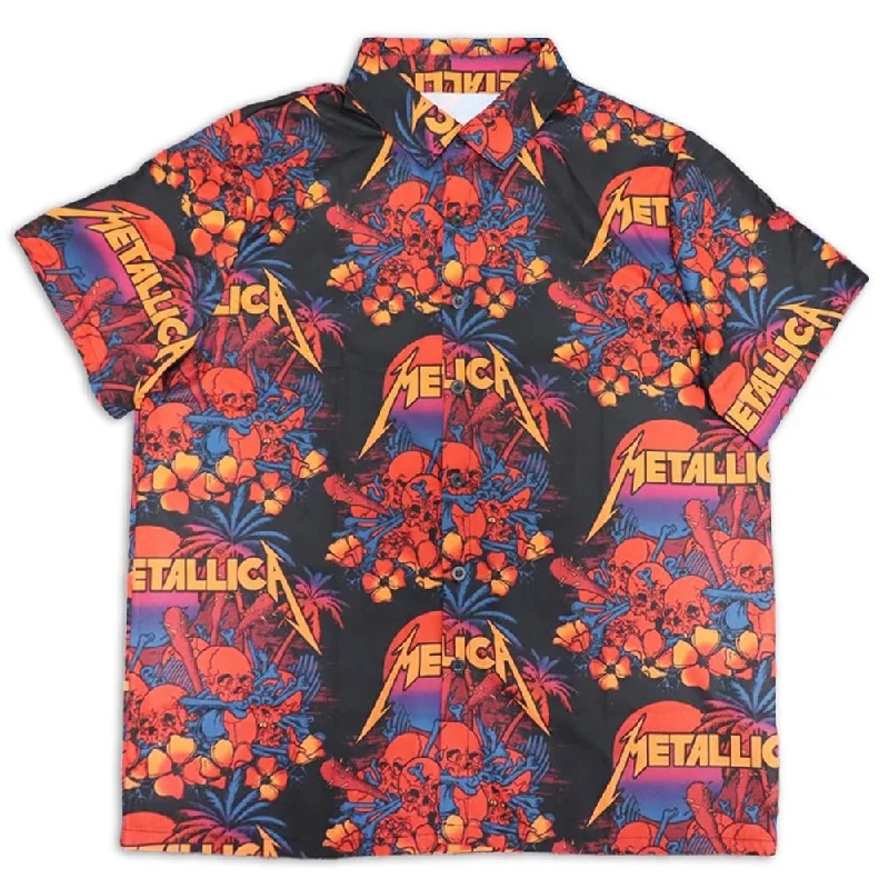 Metallica - Sunset Skulls Dark - Hawaiian Shirt-- Print Jacquard Patchwork