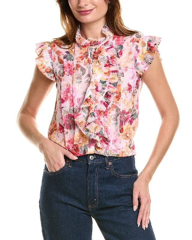 Elie Tahari Pleated Shirt-- Zippered Front Buttoned Front Snap Front