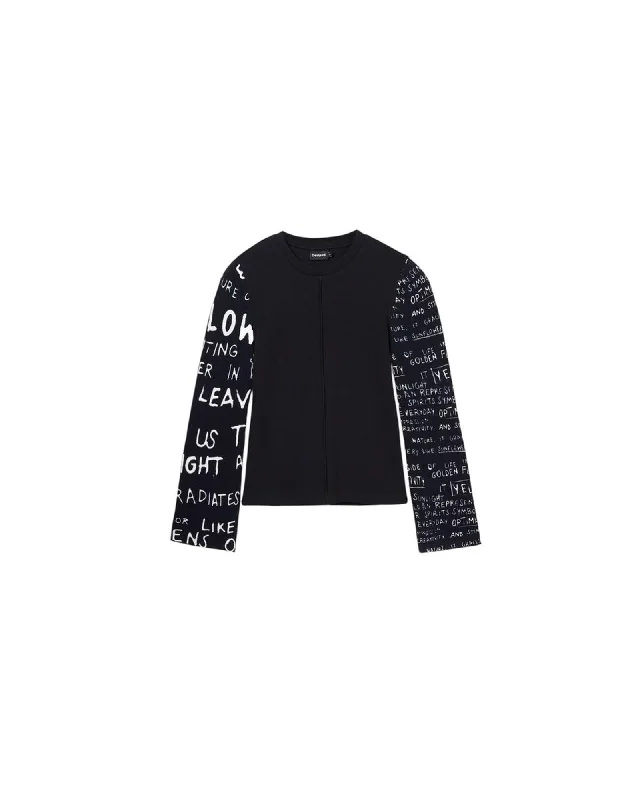 Desigual Viscose Blend T-Shirt with Cotton and Elastane-- Embroidered Appliqued Beaded