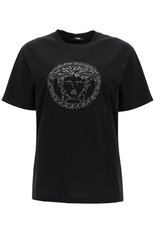 Versace Women's Medusa Embroidered T-Shirt-- Solid Color Striped Floral