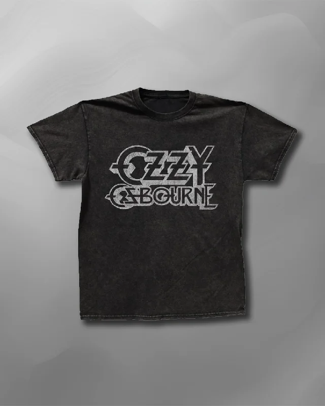 Ozzy Osbourne - Vintage Logo Vintage Wash T-Shirt-- Houndstooth Herringbone Solid