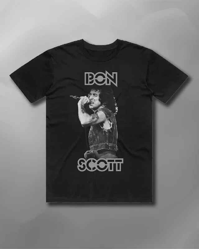 Bon Scott - Torso Singing T-Shirt-- Lace Blend Ribbed Blend Corduroy Blend
