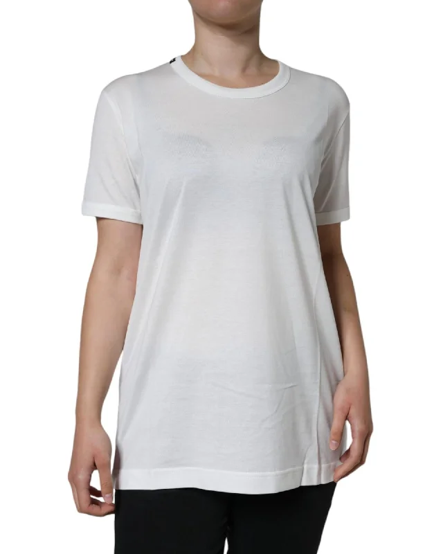 Dolce & Gabbana Womens Round Neck Short Sleeve TShirt - White-- Chenille Blend Fleece Blend Nylon Blend Dolce & Gabbana Womens Round Neck Short Sleeve TShirt - White-- Chenille Blend Fleece Blend Nylon Blend