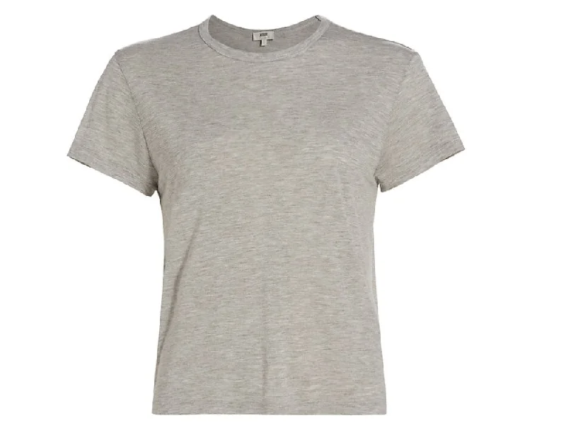 AGOLDE Women's Gray Short Sleeve Crew Neck T-Shirt-- Houndstooth Herringbone Solid