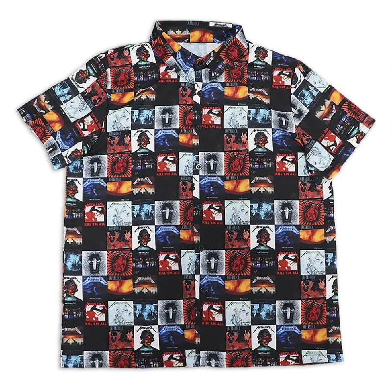 Metallica - Albums - Hawaiian Shirt-- Notch Collar Peter Pan Collar Cowl Neck