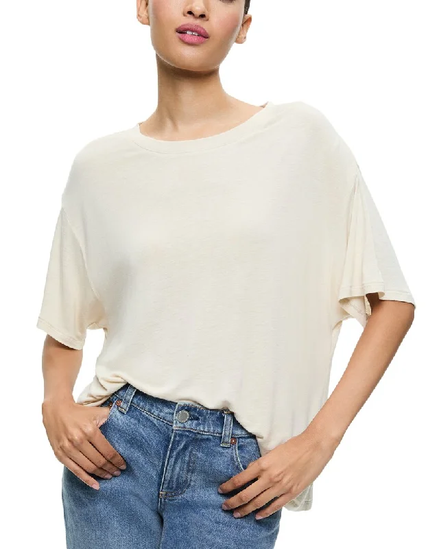 Alice + Olivia Evan Oversized Linen-Blend T-Shirt-- Elasticated Padded Insulated