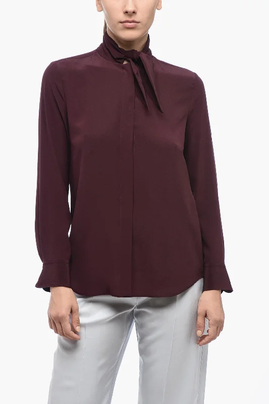 Chloe Crepe-De-Chine Silk Shirt 44 Italian size-- Plaid T-Shirt Polka Dot Checkered