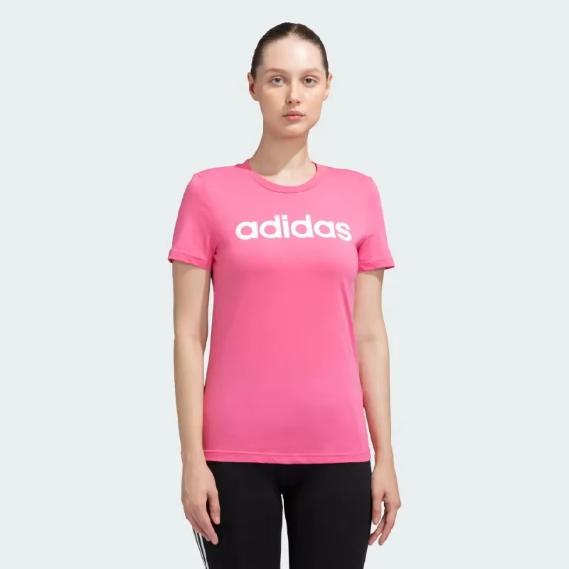 Adidas Women Linear Casual T-Shirt-- Boxy Fit Fitted Loose