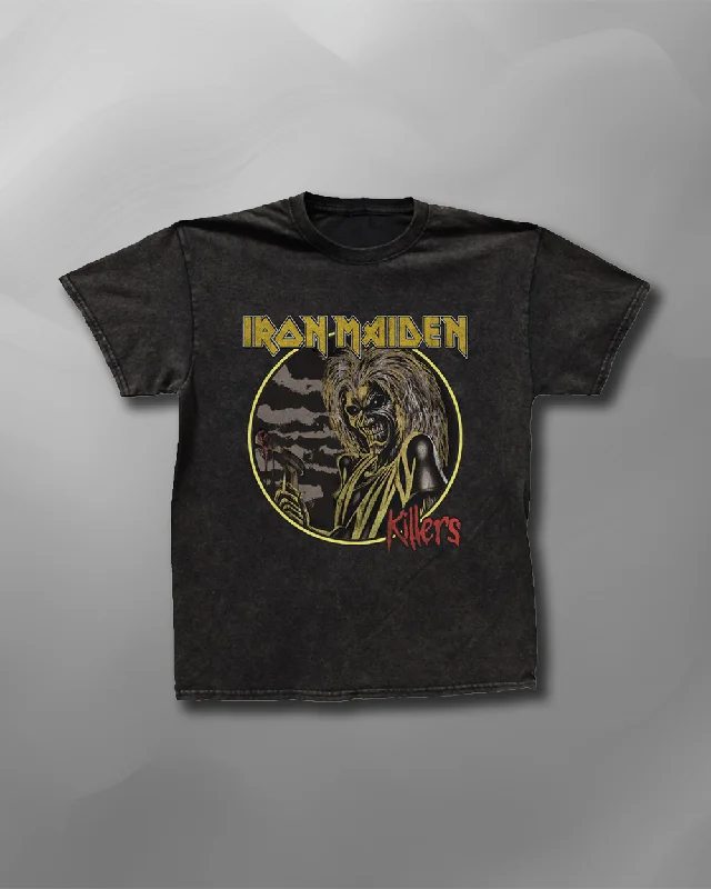 Iron Maiden - Killers Clouds Vintage Wash T-Shirt-- Jersey Fabric Tulle Fabric Batik Fabric Iron Maiden - Killers Clouds Vintage Wash T-Shirt-- Jersey Fabric Tulle Fabric Batik Fabric