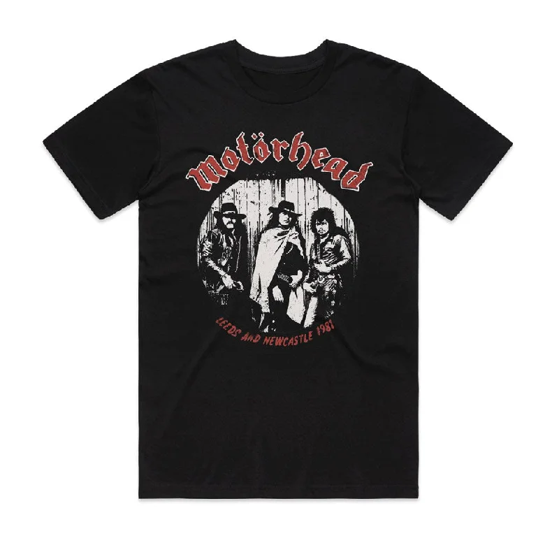 Motorhead - Leeds & Newcastle 1981 - Black T-shirt-- Ribbed Striped Patterned