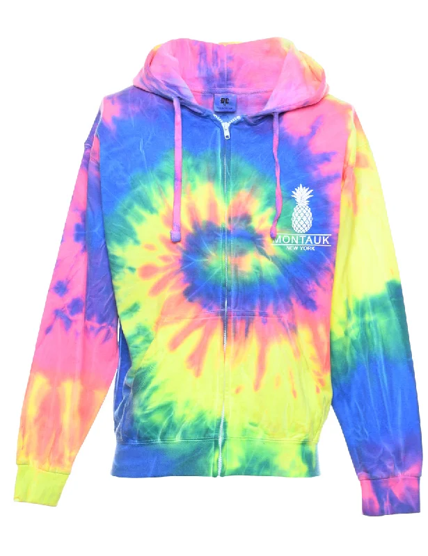 Tie-dye Hoodie - S Hoodie with Metallic Shiny Futuristic