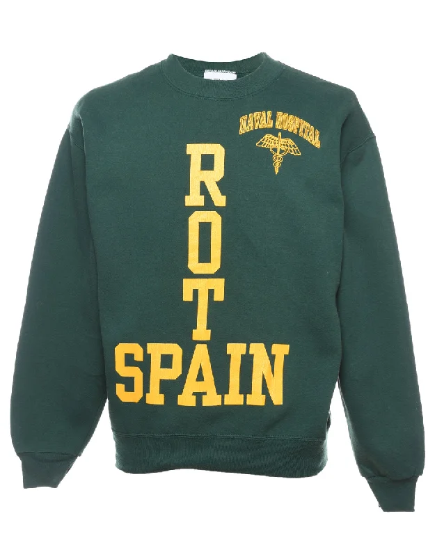 Rota Spain Dark Grey & Yellow Printed Sweatshirt - M Hoodie with Button Placket Classic Preppy Rota Spain Dark Grey & Yellow Printed Sweatshirt - M Hoodie with Button Placket Classic Preppy