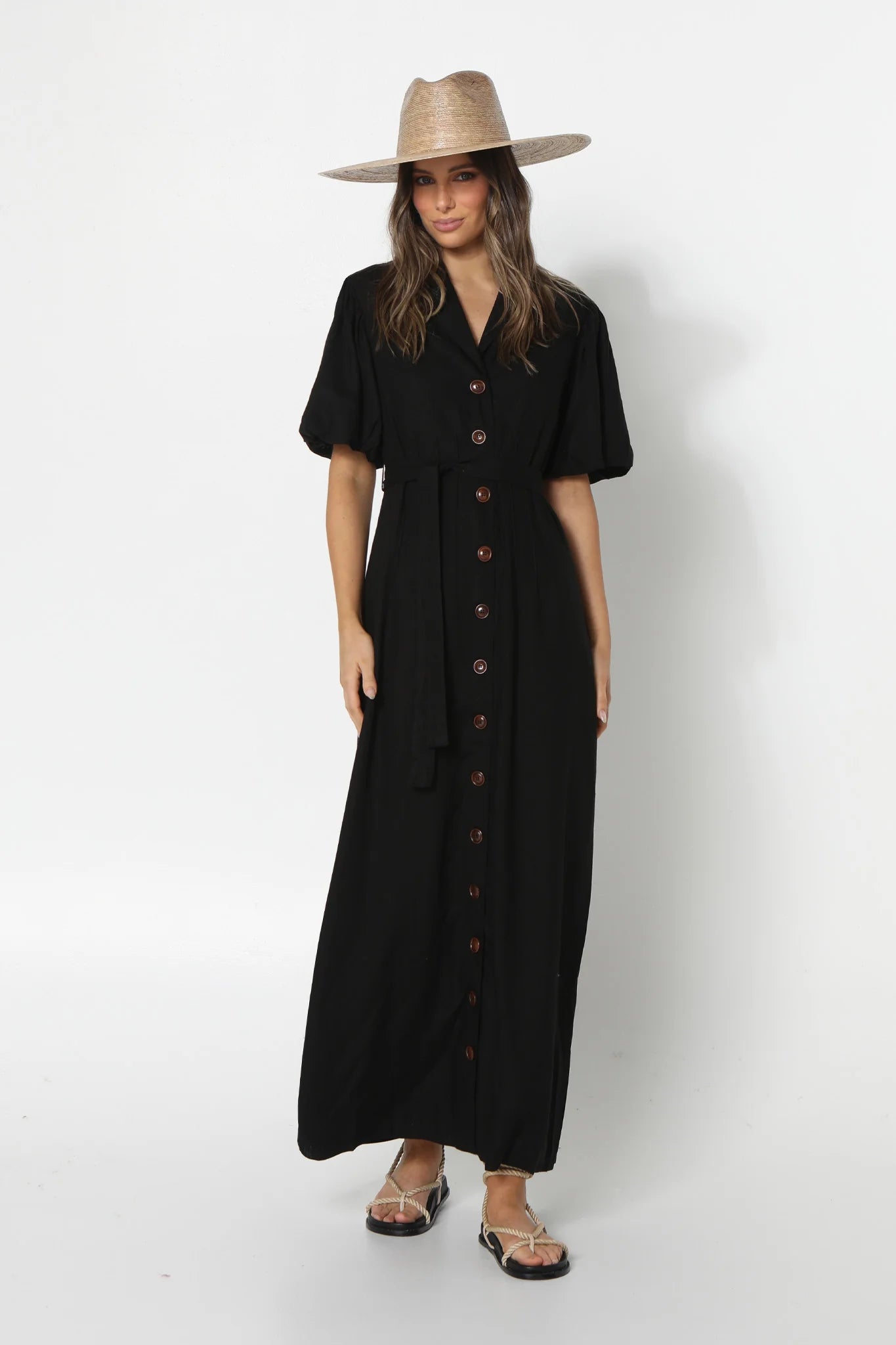 Elia Black Maxi Dress Shift Classic Vintage