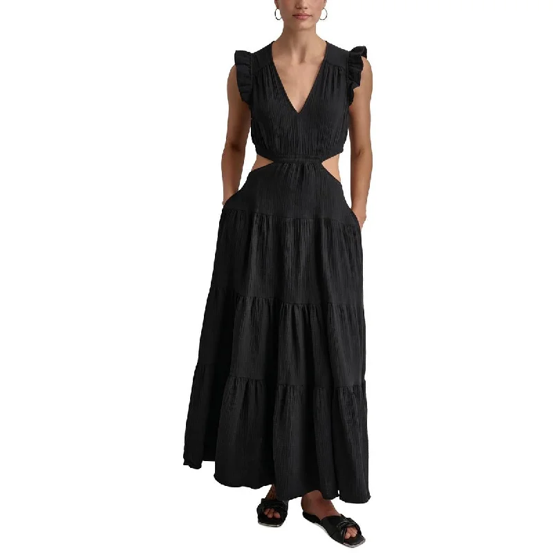 Womens Gauze Open Back Maxi Dress Boatneck Modish Everyday