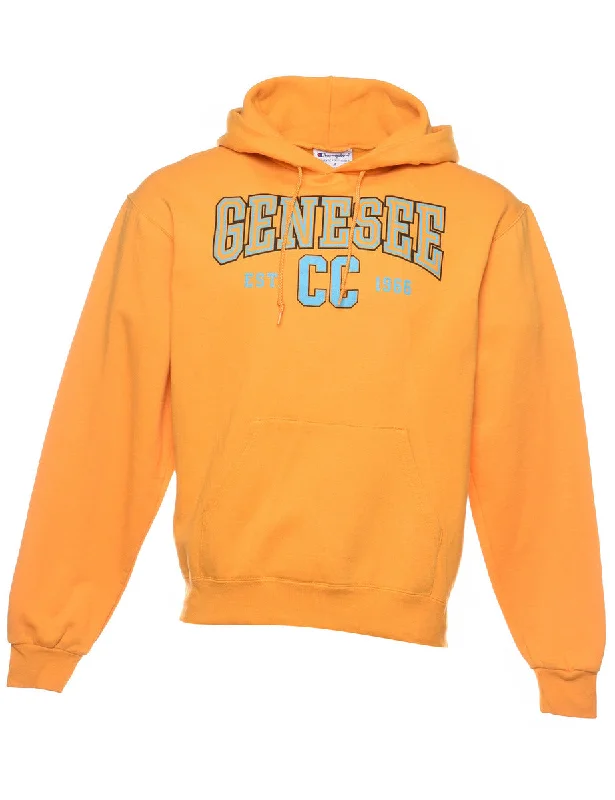 Champion Genesee Mustard & Light Blue Printed Hoodie - M Hoodie with Earth Tones Natural Calm Champion Genesee Mustard & Light Blue Printed Hoodie - M Hoodie with Earth Tones Natural Calm