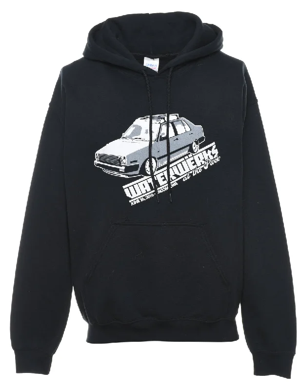 Black Waterwerks Hoodie - M Hoodie with Camouflage Military Edgy