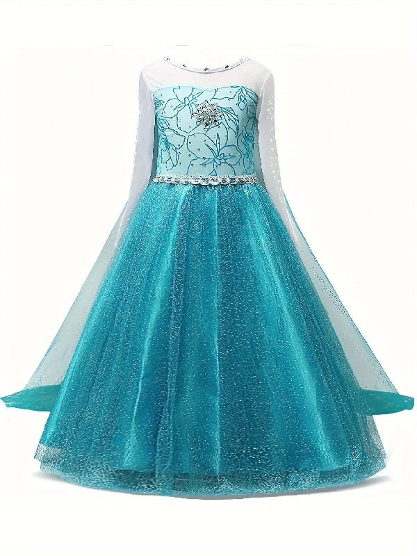 Elegant Girls Splicing Long Sleeve Princess Dress With Cape For Party Performance Birthday Carnival Gift Tunics Timeless classic Elegant Girls Splicing Long Sleeve Princess Dress With Cape For Party Performance Birthday Carnival Gift Tunics Timeless classic