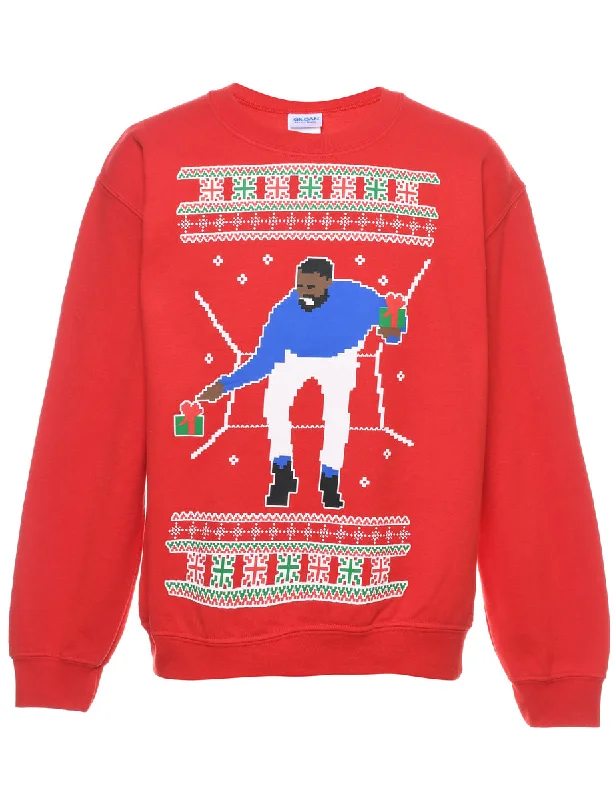 Festive Season Christmas Sweatshirt - S Hoodie with Mock Neck Collared Structured