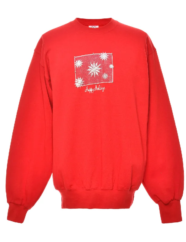 Festive Season Red Christmas Sweatshirt - L Hoodie with Strings Custom Fit Adjustable Festive Season Red Christmas Sweatshirt - L Hoodie with Strings Custom Fit Adjustable