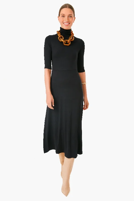 Black Elbow Sleeve Turtleneck Dress Tunics Recommended stylist