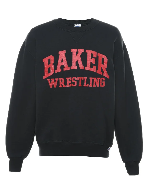 Baker Wrestling Printed Sweatshirt - M Hoodie with Illustration Artistic Creative