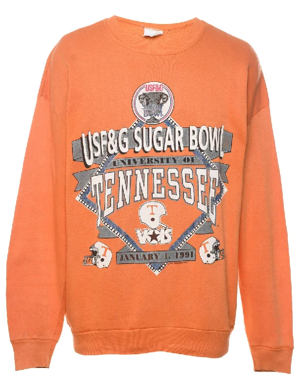 Orange Sugar Bowl 1991 Printed Sweatshirt - XL Hoodie with Elastic Waist Stretchable Comfortable Orange Sugar Bowl 1991 Printed Sweatshirt - XL Hoodie with Elastic Waist Stretchable Comfortable