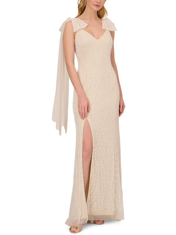 Womens Beaded Polyester Evening Dress Tunics New arrival