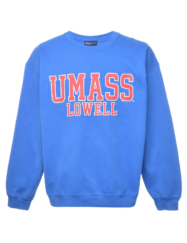 MV Sport Umass Printed Sweatshirt - L Hoodie with Hem Applique Textured Unique