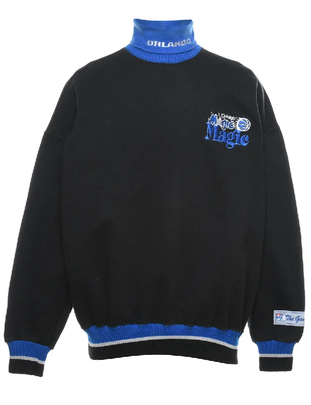Black & Blue Magic Design Turtleneck Printed Sweatshirt - XL Hoodie with Strings Custom Fit Adjustable Black & Blue Magic Design Turtleneck Printed Sweatshirt - XL Hoodie with Strings Custom Fit Adjustable