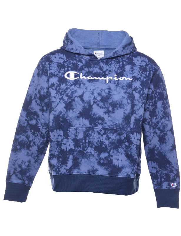 Champion Embroidered Tie-Dye Sweatshirt - S Hoodie with Hem Drawcord Adjustable Customizable Champion Embroidered Tie-Dye Sweatshirt - S Hoodie with Hem Drawcord Adjustable Customizable