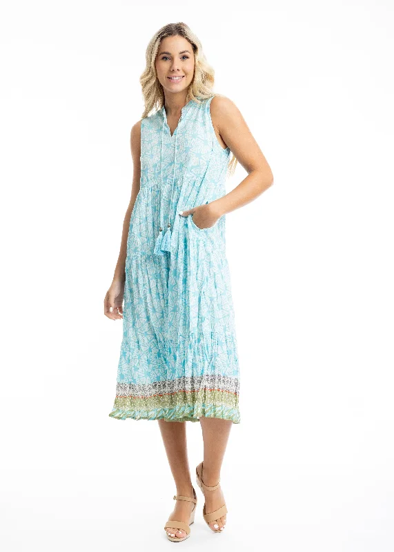 Orientique - Algarve Sleeveless Boho Dress Tunics Silk luxurious