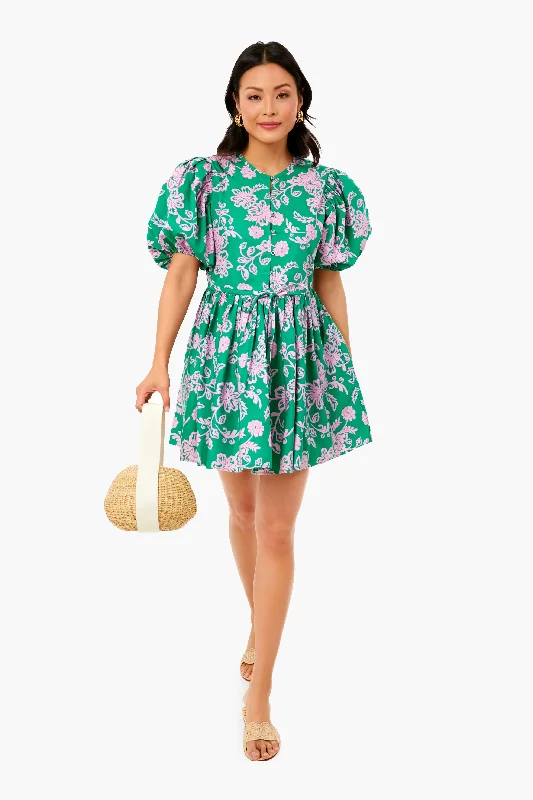 Caprisyn Green Aurie Dress Boat Neckline Classic