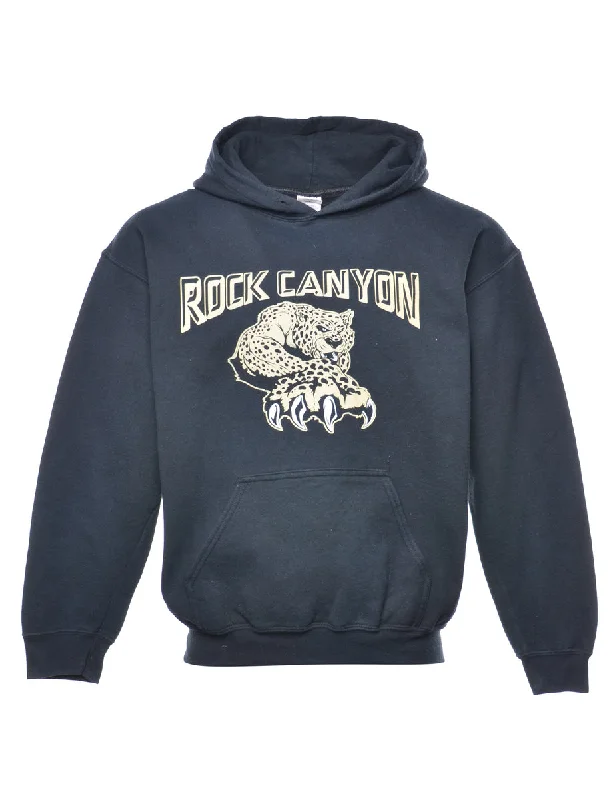 Rock Canyon Navy Printed Hoodie - M Hoodie with Button Classic Timeless