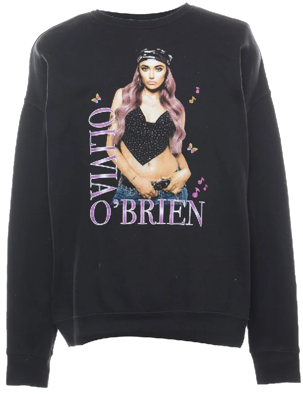 Olivia Gail O'Brien Printed Sweatshirt - L Hoodie with Batwing Sleeves Loose Dramatic Olivia Gail O'Brien Printed Sweatshirt - L Hoodie with Batwing Sleeves Loose Dramatic