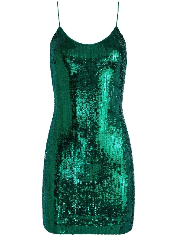Alice + Olivia Women's Green Nelle Sequin Mini Slip Dress Tunics Floral girly